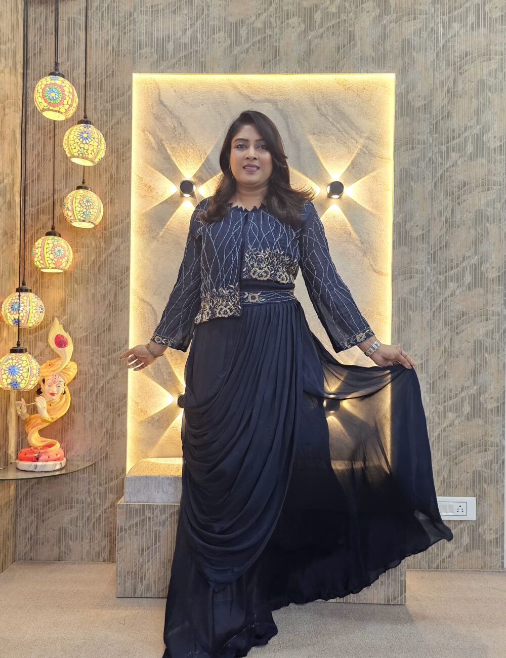 2 pc Pure Chinnon Gown | Sanwariya Fashionist - Image 3