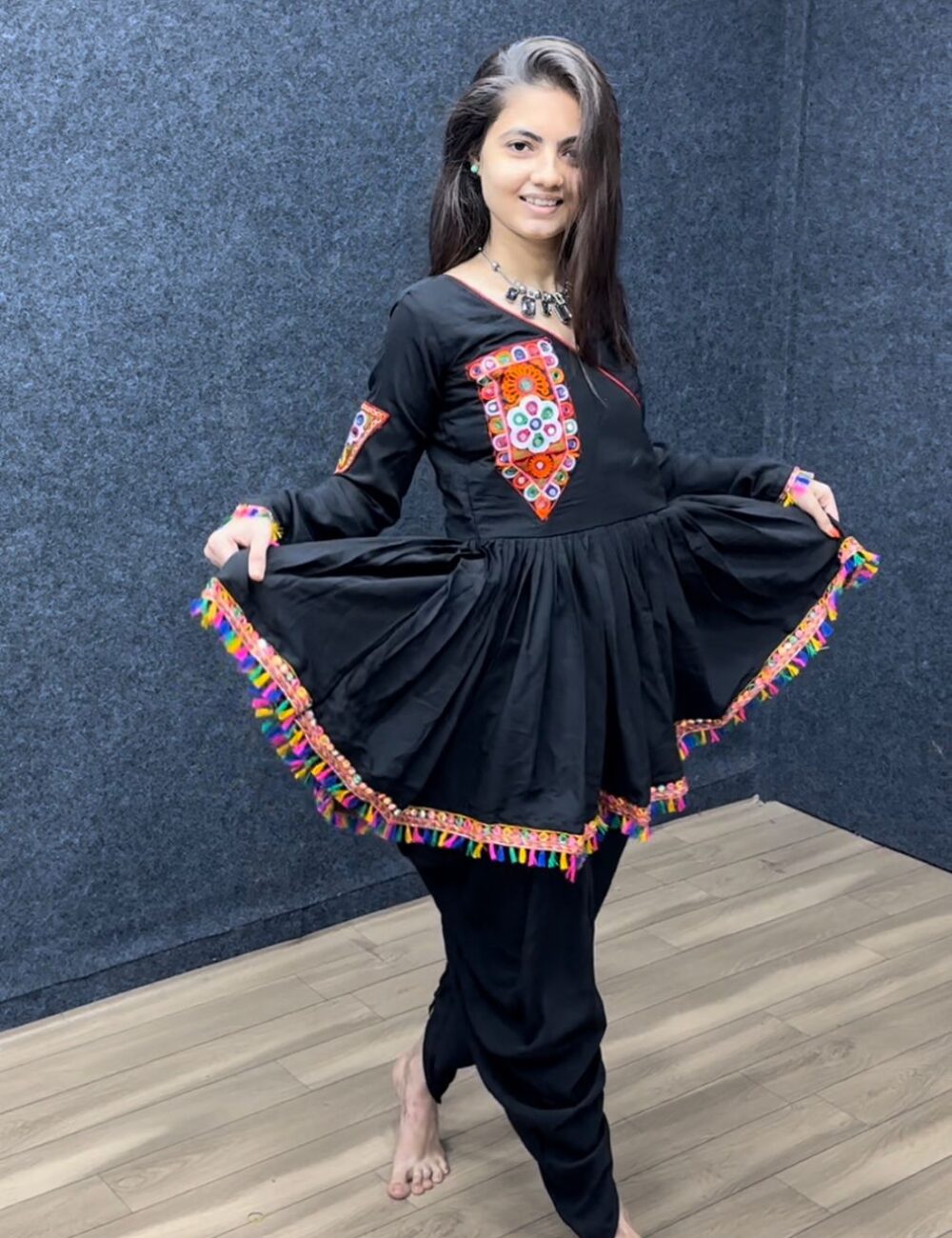 Black Dhoti Kediyu for Women Navratri Special - Image 4