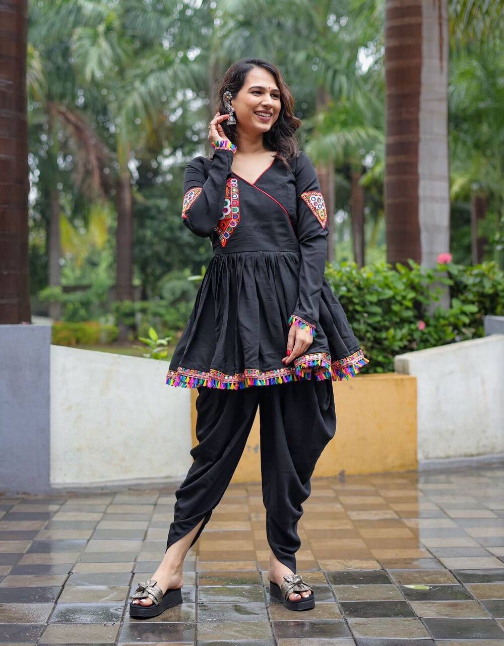 Black Dhoti Kediyu for Women Navratri Special - Image 2