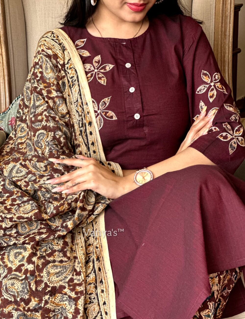 Handmade Printed Pure Kalamkari Handloom Fabric - Image 5