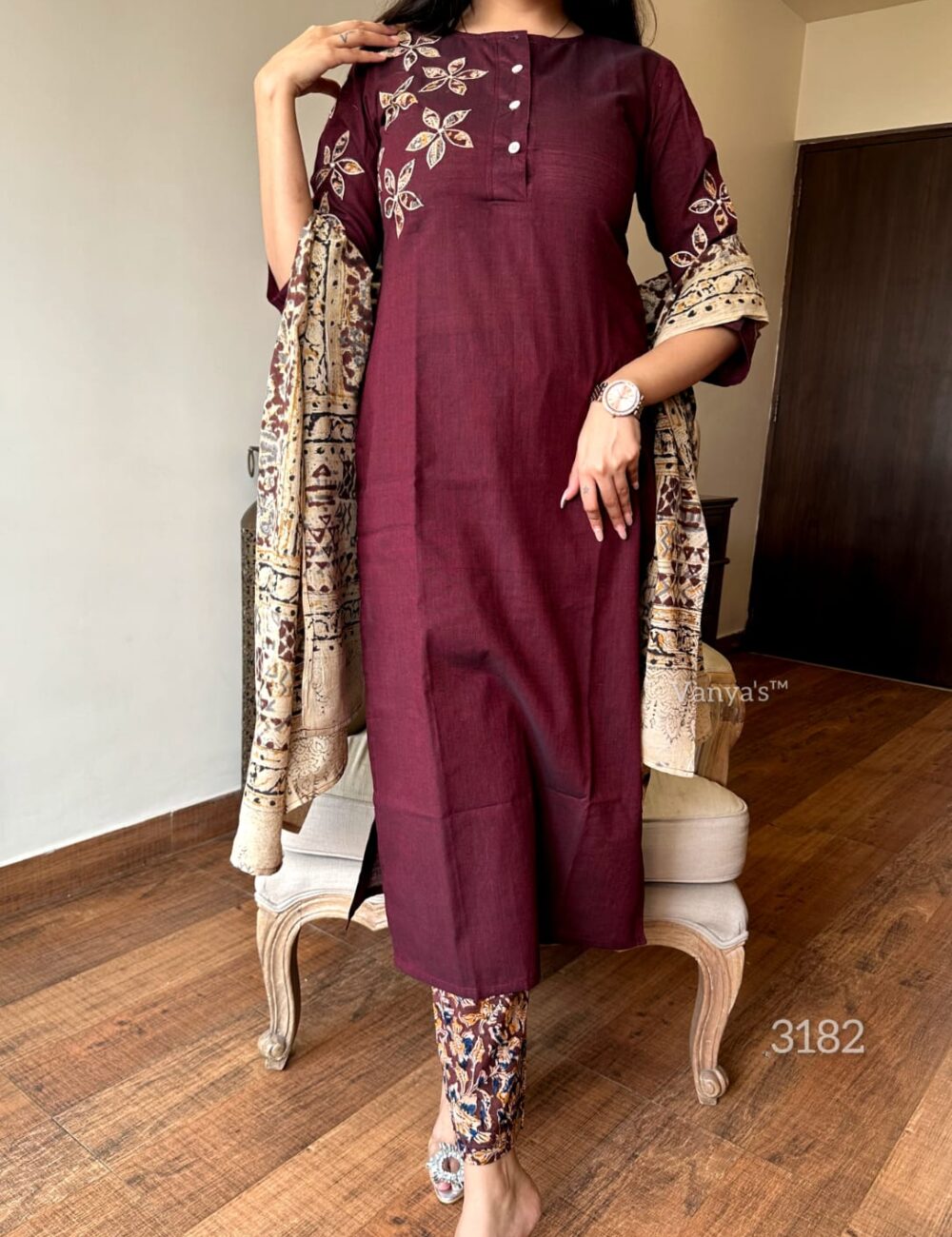 Handmade Printed Pure Kalamkari Handloom Fabric - Image 2