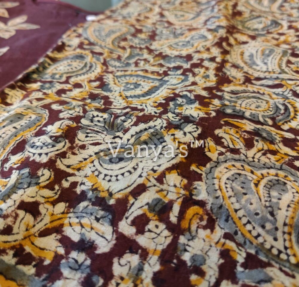 Handmade Printed Pure Kalamkari Handloom Fabric - Image 4