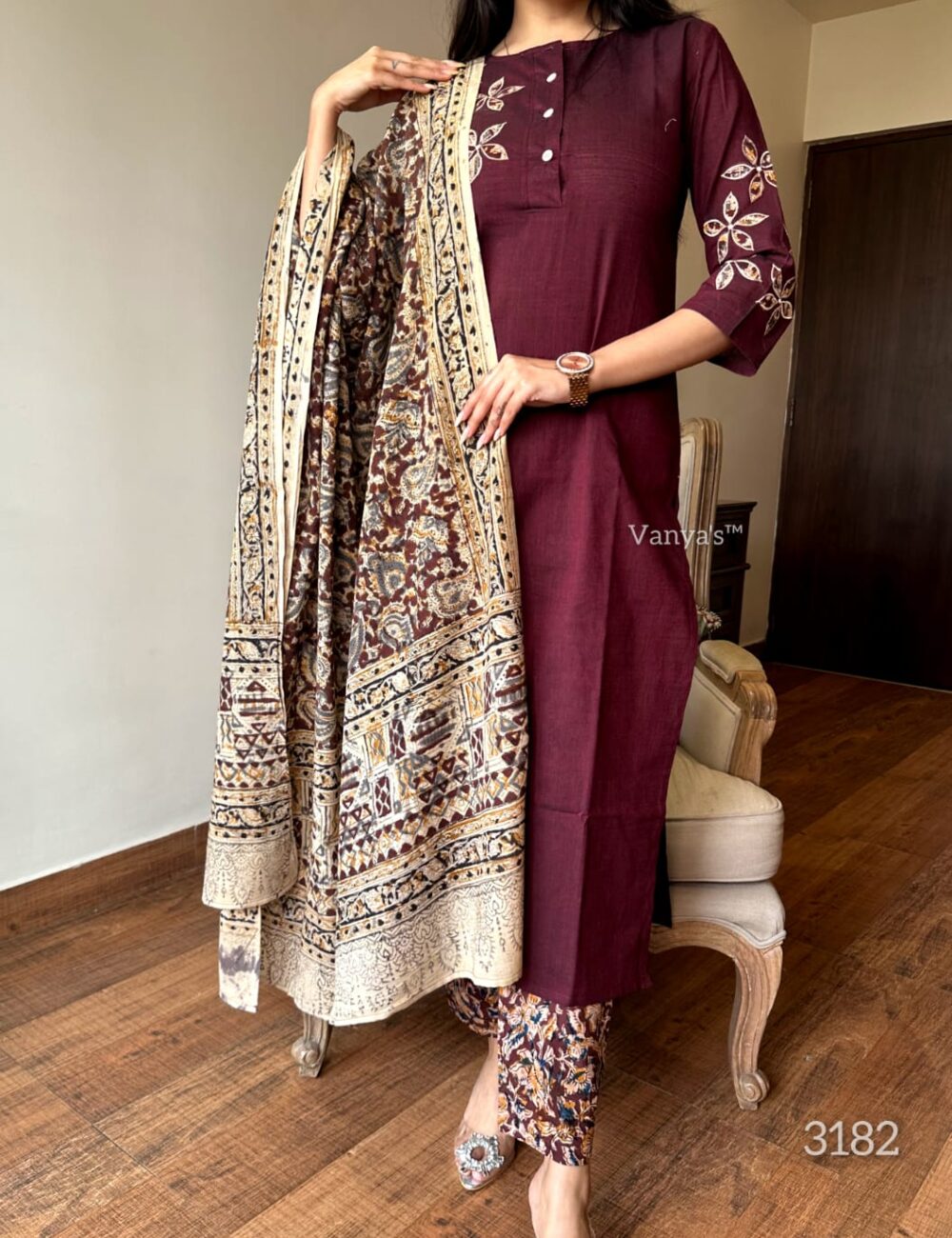 Handmade Printed Pure Kalamkari Handloom Fabric - Image 13