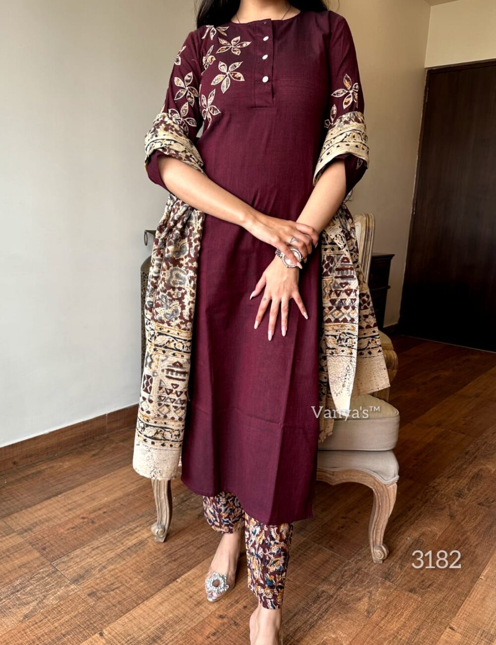 Handmade Printed Pure Kalamkari Handloom Fabric - Image 6